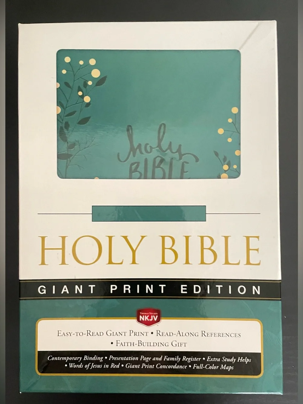 Thomas Nelson NKJV Aqua Leathersoft Cover Large Print Holy Bible